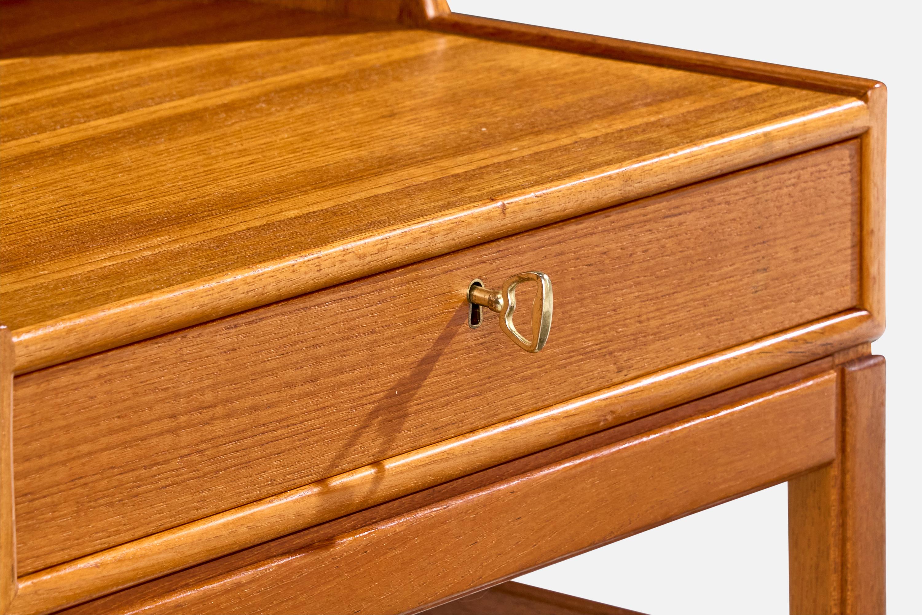 Engström & Myrstrand, Nightstands, Teak, Brass, Sweden, 1960s For Sale 5