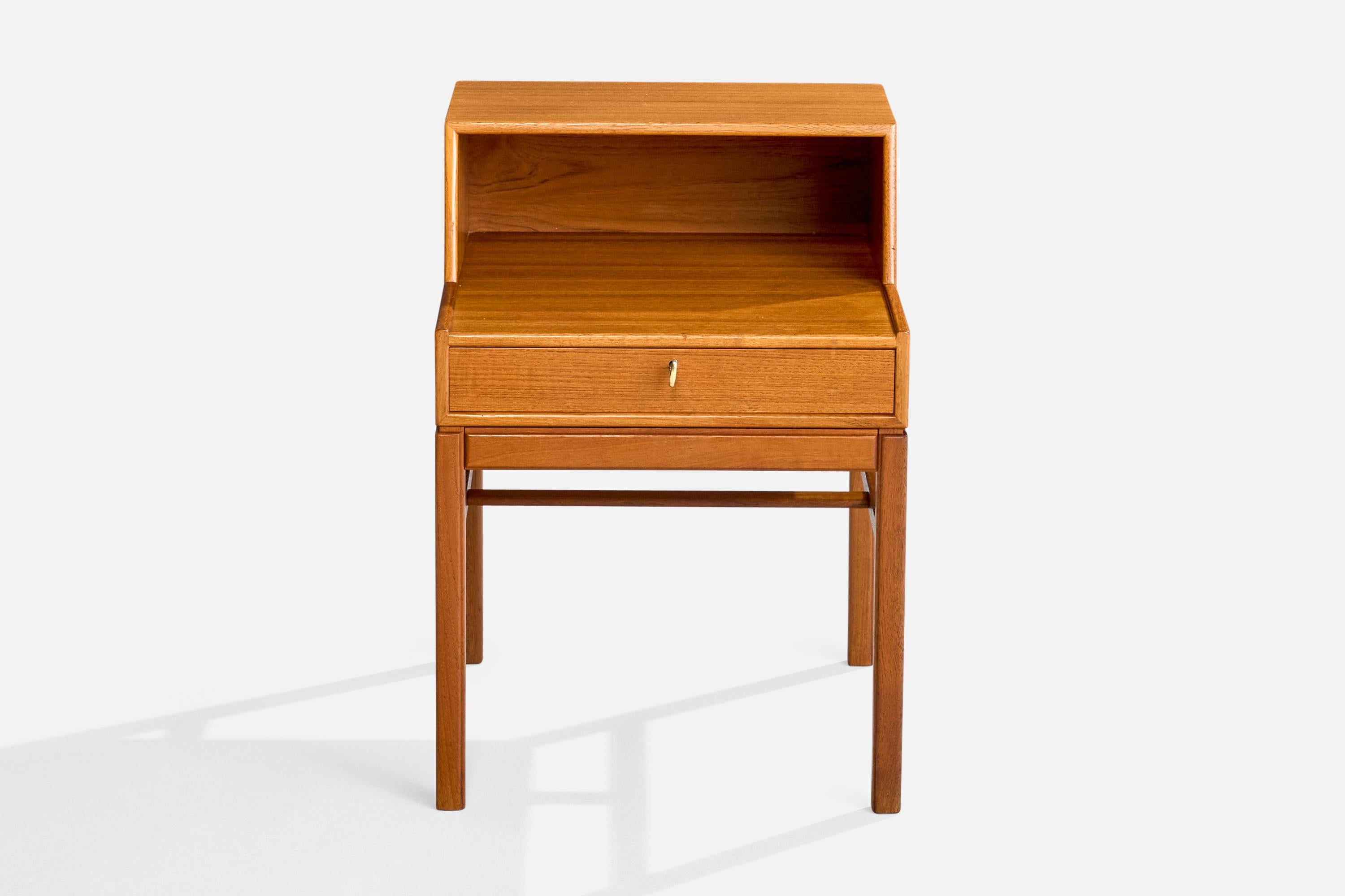 Mid-20th Century Engström & Myrstrand, Nightstands, Teak, Brass, Sweden, 1960s For Sale
