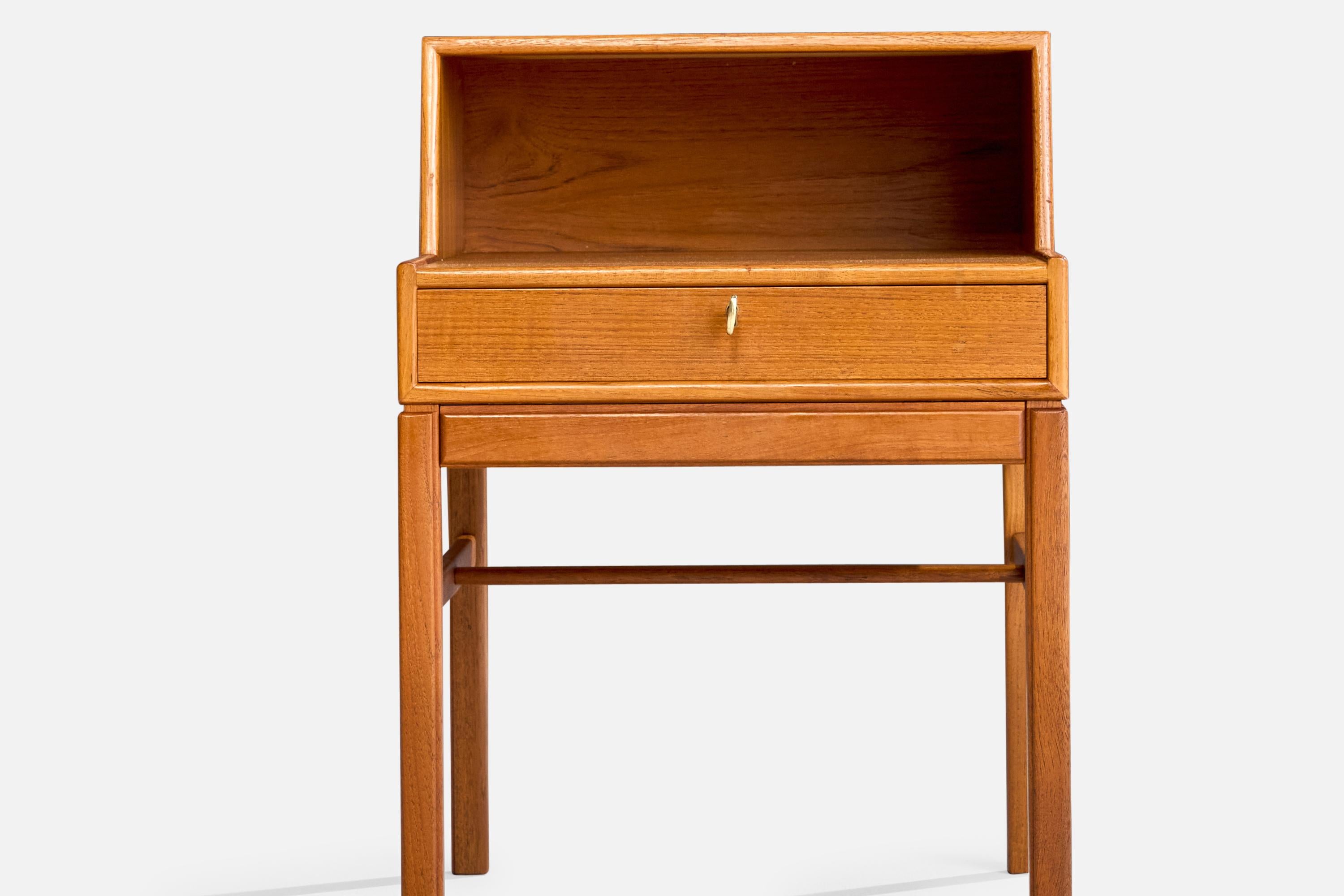 Engström & Myrstrand, Nightstands, Teak, Brass, Sweden, 1960s For Sale 1
