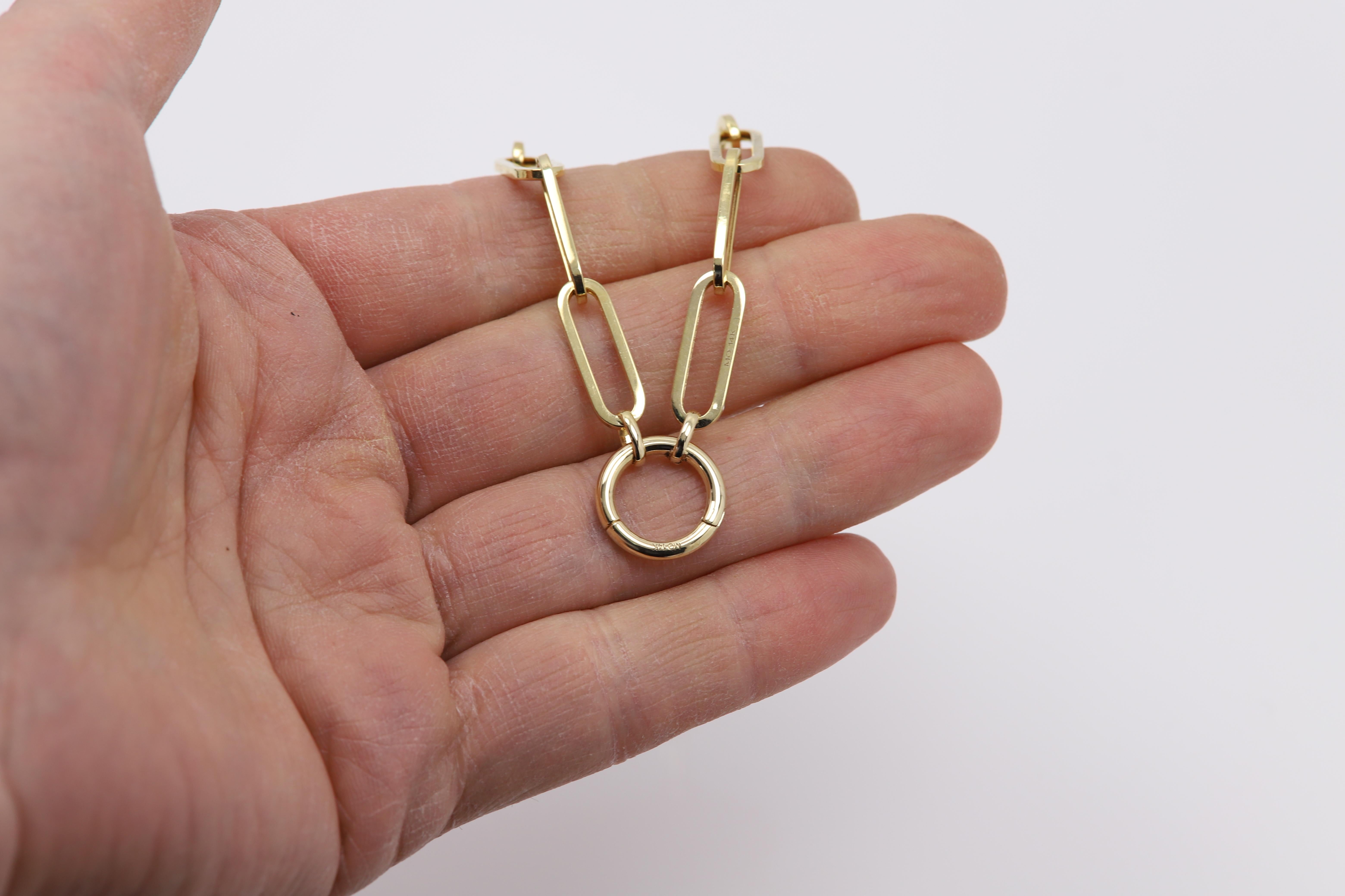 Collana Enhancer Paperclip Catena italiana in oro 14 carati con chiusura frontale In condizioni Nuovo in vendita a Brooklyn, NY