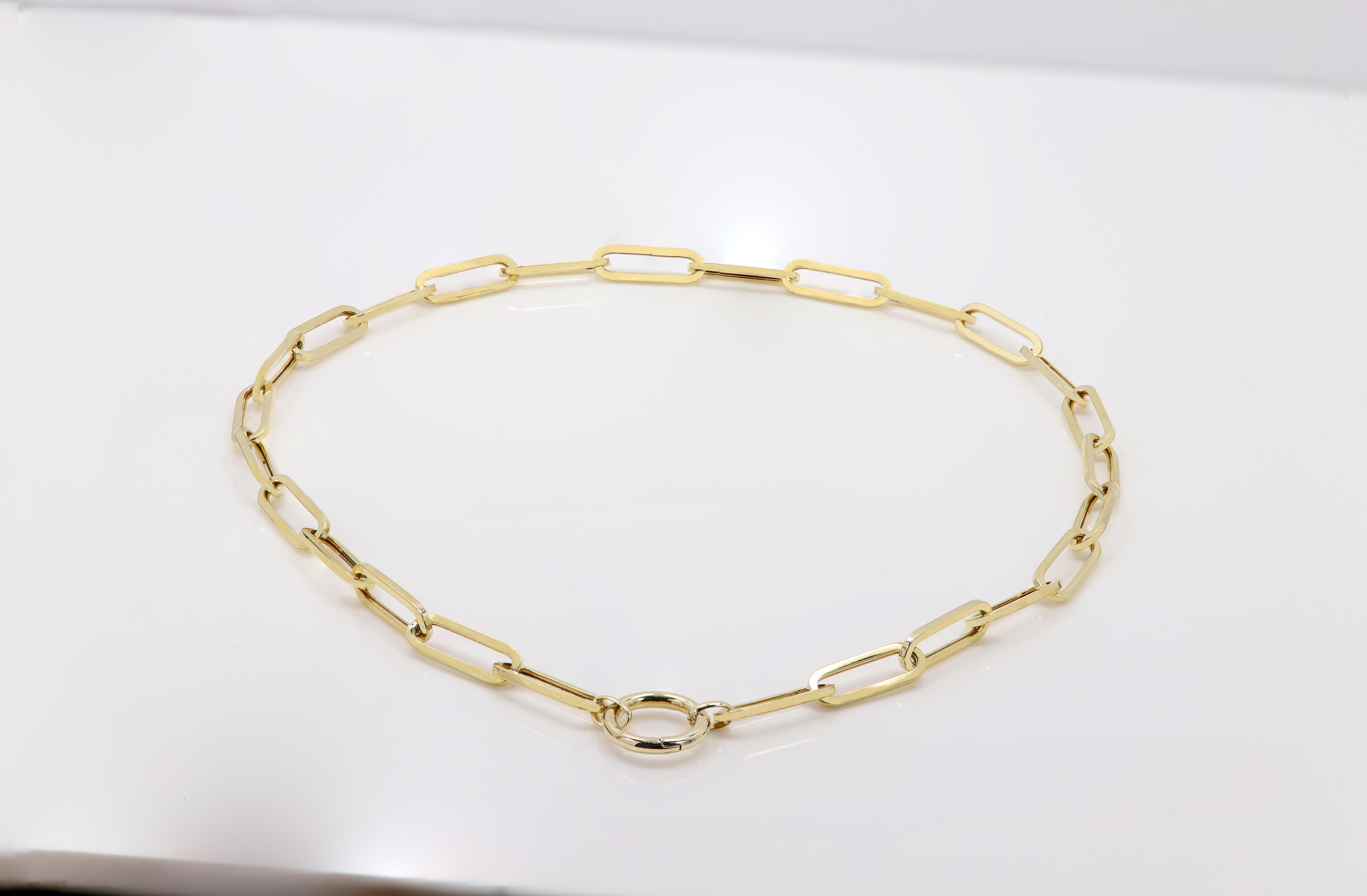 Enhancer Paperclip Halskette Kette 14 Karat Gold Italienische Kette mit Frontschloss Damen im Angebot