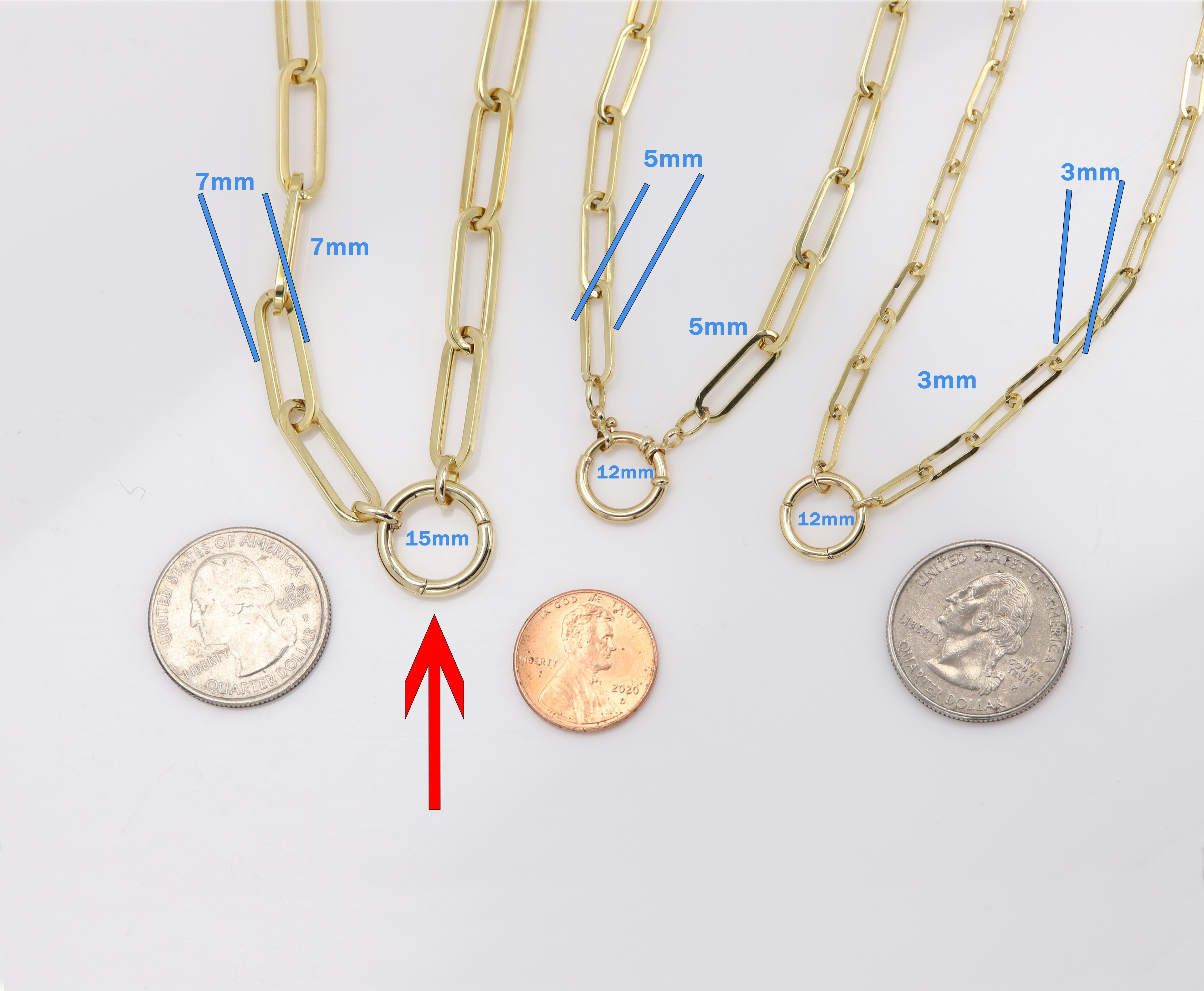 Chaîne collier italienne en or 14 carats avec serrure frontale Pour femmes en vente