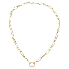 Enhancer Paperclip Necklace Chain 14 Karat Gold Italian with Front Spring Lock