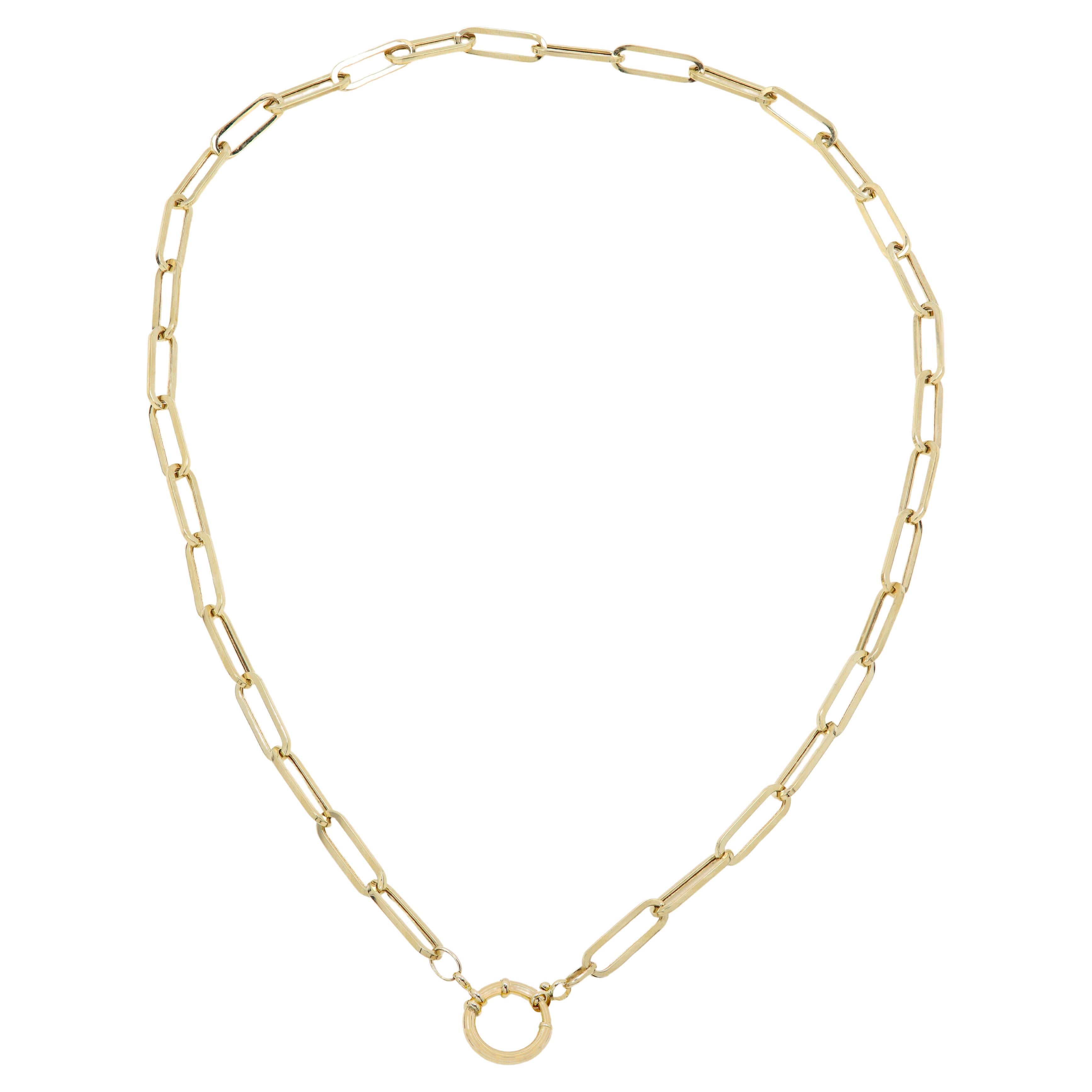Chaîne collier italienne en or 14 carats avec fermeture à ressort sur le devant