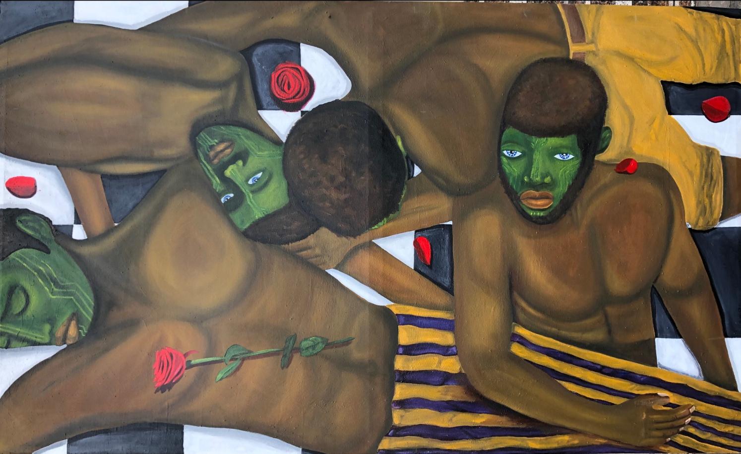 Phantom of the Brotherhood - Expressionist Mixed Media Art by Eniafe Gbenga