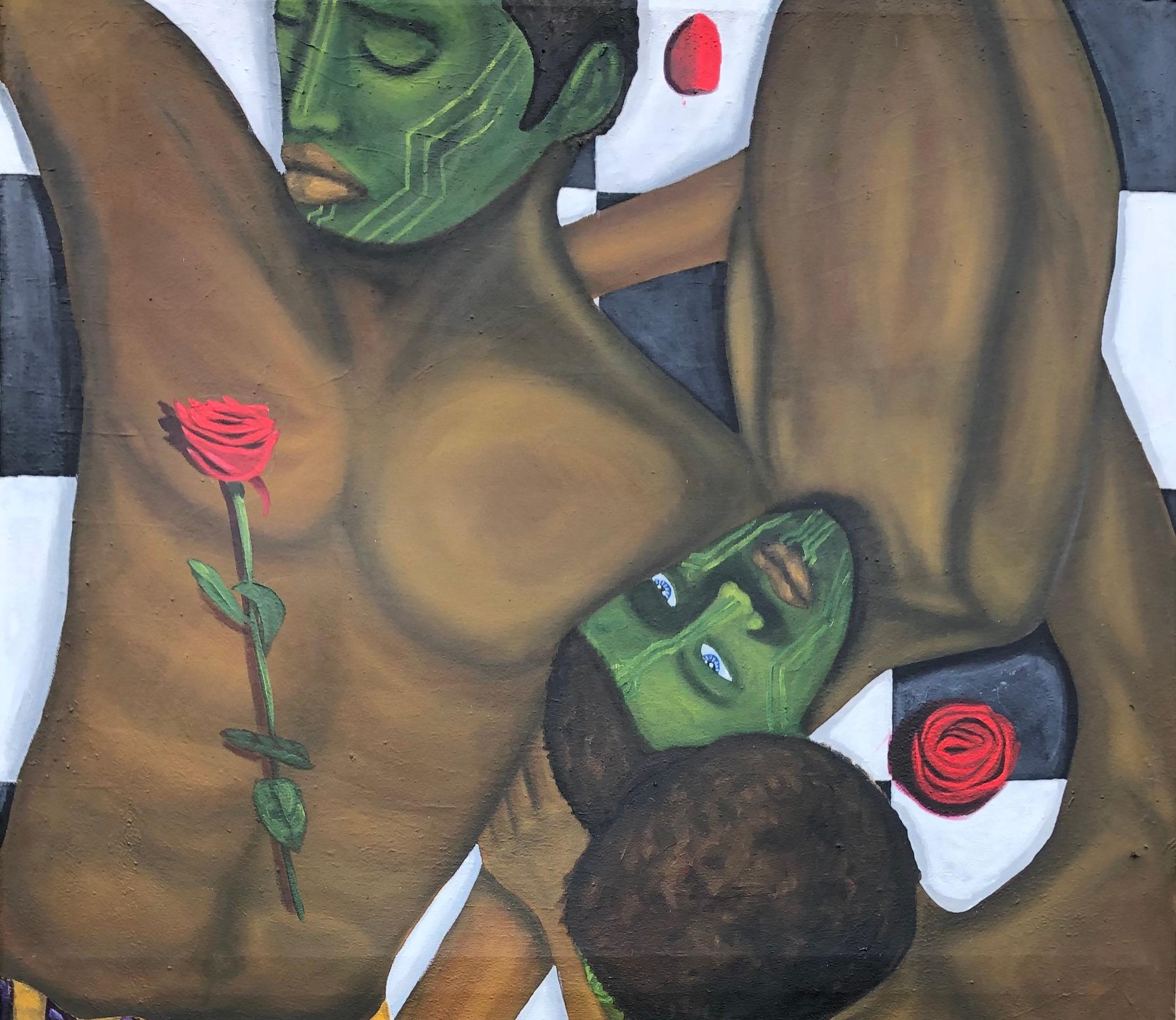 Le fantôme de la confrérie - Expressionniste Painting par Eniafe Gbenga