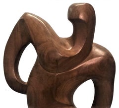 Enid Bell Palanchian, Tackle, Modernistische geschnitzte Mahagoni-Skulptur, ca. 1953