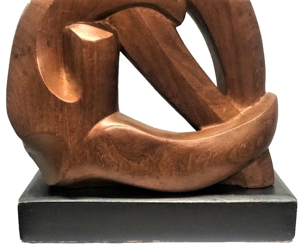 Mid-Century Modern Enid Bell Palanchian, Tackle, Modernist Carved Mahogany Sculpture, ca. 1953 For Sale