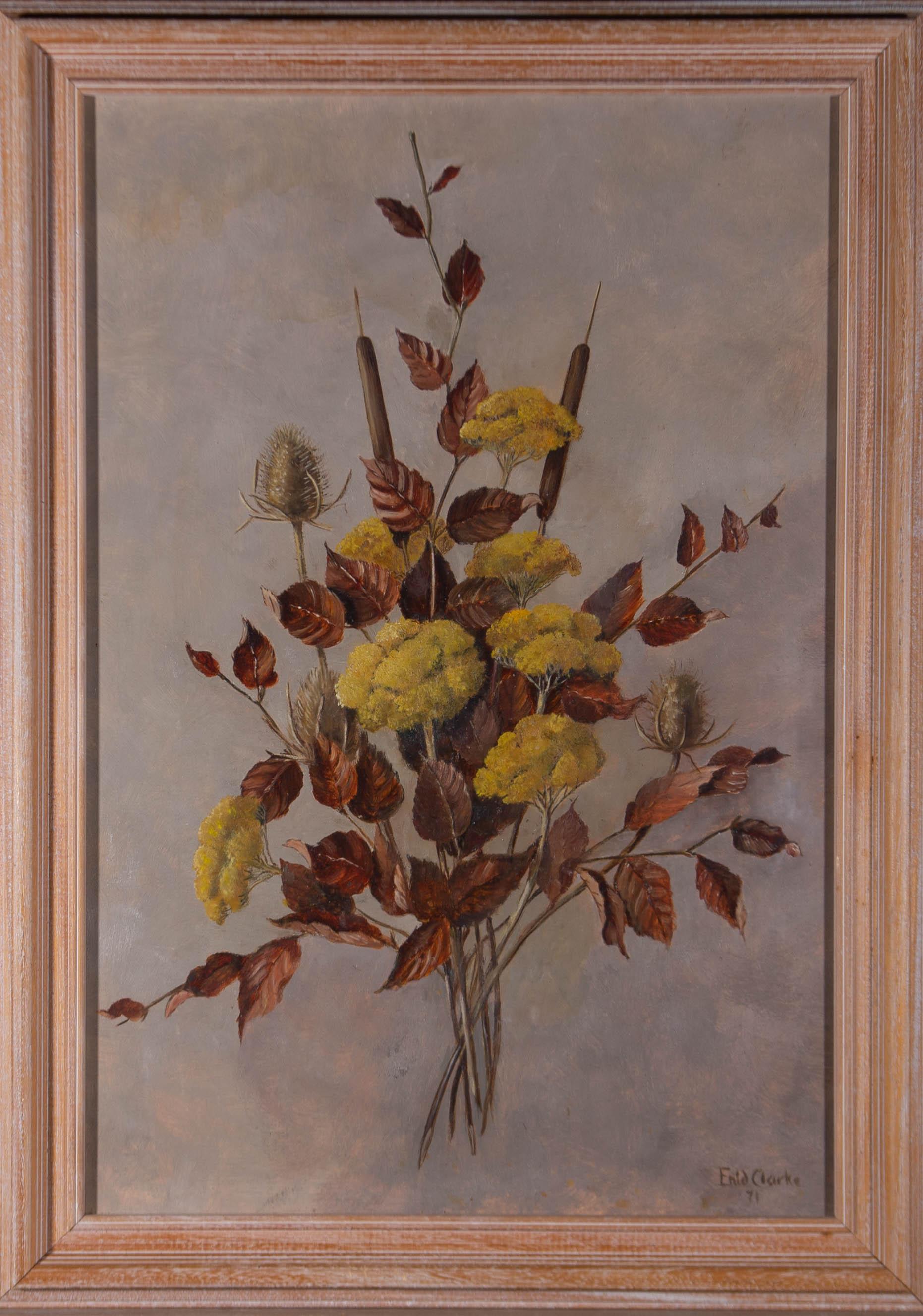 Enid Clarke RMS (1919-2020) - Huile, nature morte d'automne, 1971 1