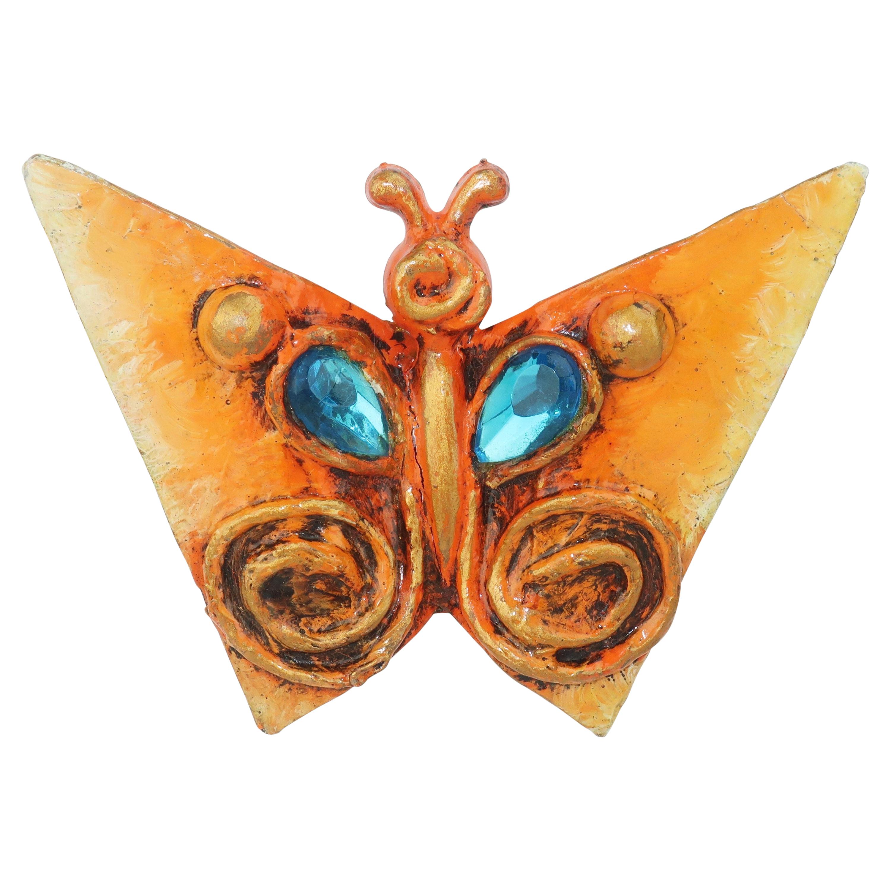 Enid Collins Papier Mache Butterfly Brooch, 1960's