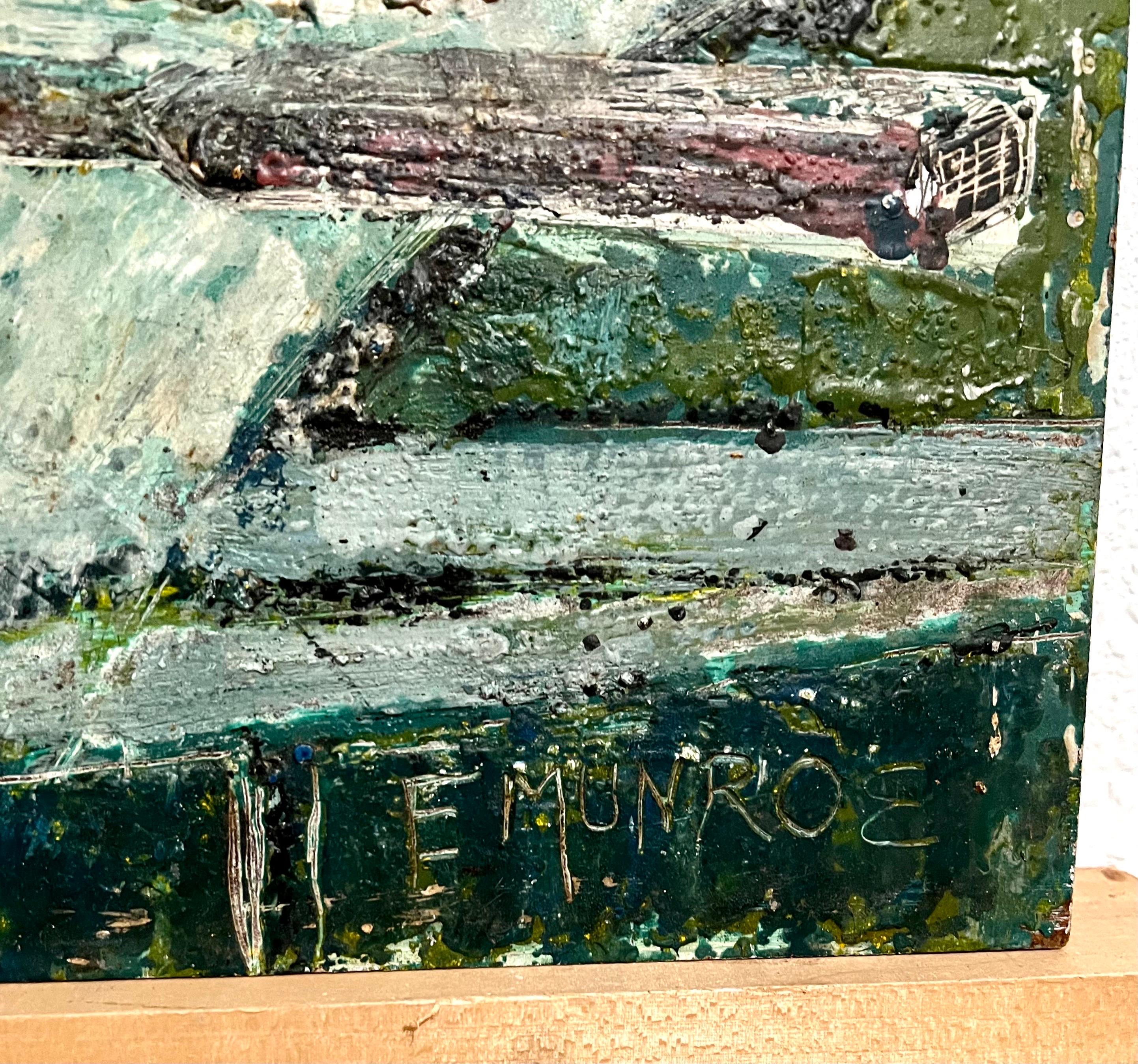 Enid Munroe Mid Century Modernist Ölgemälde Stillleben mit Obst und Brot im Angebot 6