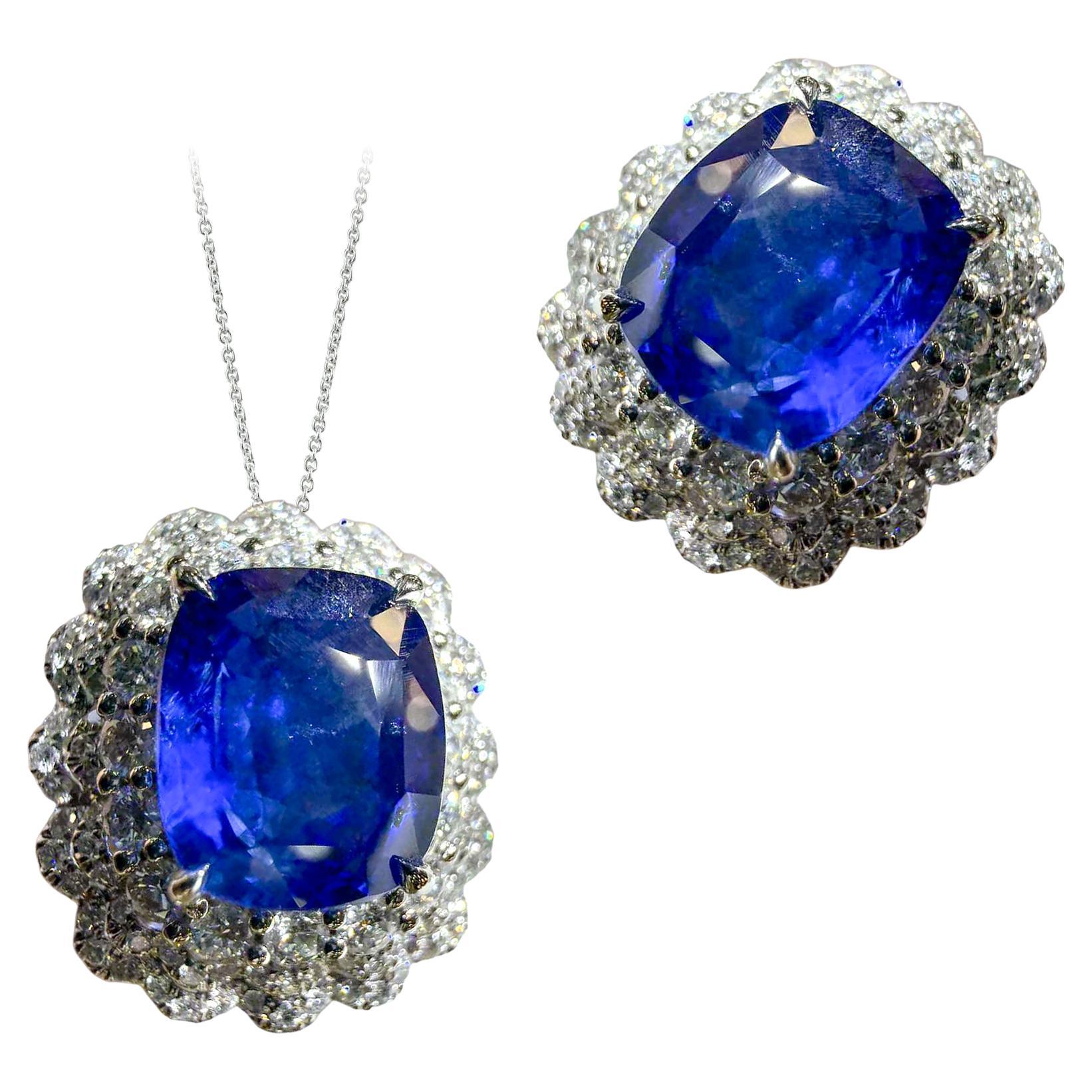 【Énigma】 AIGS Certified Royal Blue Burmese Sapphire Convertible Ring / Pendant For Sale