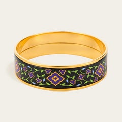 Enigma Bangle Hand-Painted Gold-Plated Stainless Steel with Fire Enamel