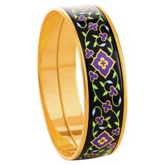 Enigma Bangle Hand-Painted Gold-Plated Stainless Steel with Fire Enamel