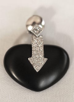 Enigma by Gianni Bulgari 18 Karat White Gold Diamond Jet Heart Shape Earrings