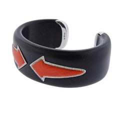 Enigma by Gianni Bulgari Coral Jet Diamond Gold Cuff Bracelet
