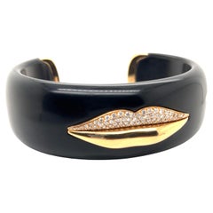 Enigma by Gianni Bulgari: Diamond Lips Bangle in Gold & Wood