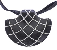 Enigma by Gianni Bulgari Jet Diamond Gold Pendant on Velvet Choker Necklace
