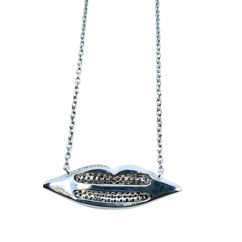 Enigma by Gianni Bulgari Lips Necklace 18k White Gold Diamond For Sale 3