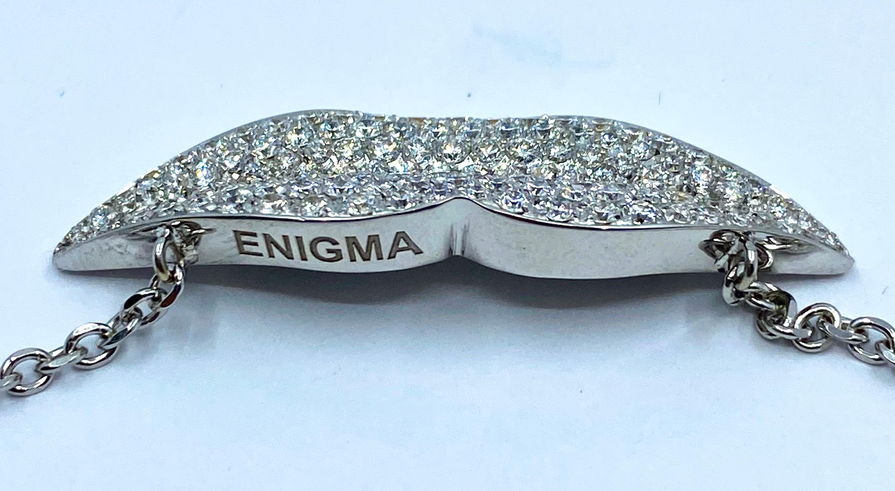 Enigma by Gianni Bulgari Lips Necklace 18k White Gold Diamond For Sale 4
