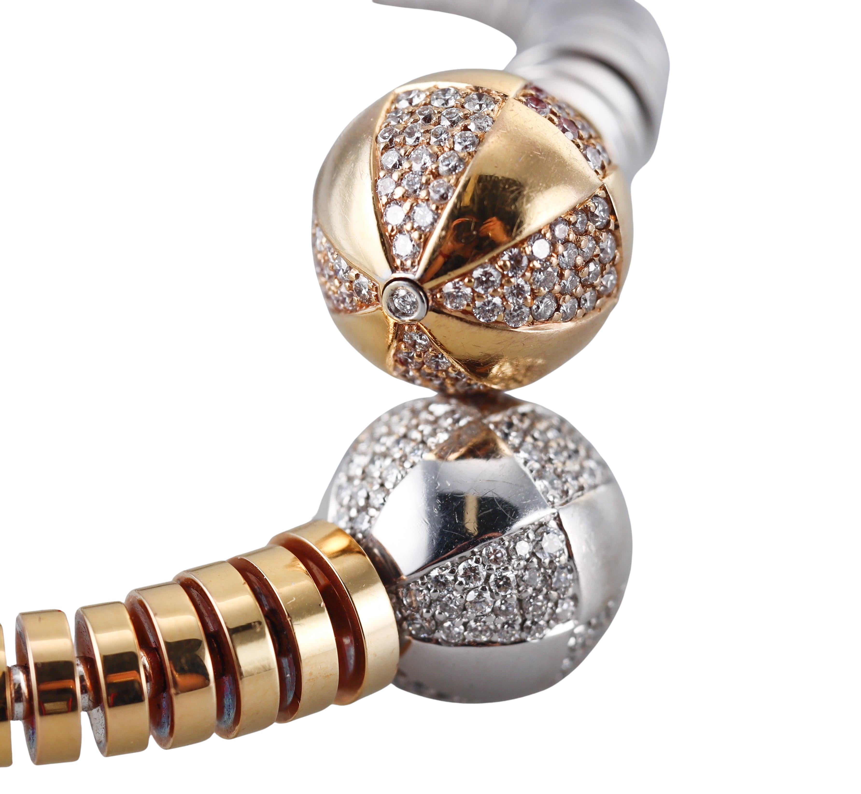 Enigma by Gianni Bulgari Bracciale bypass con diamanti in oro bicolore in vendita 1