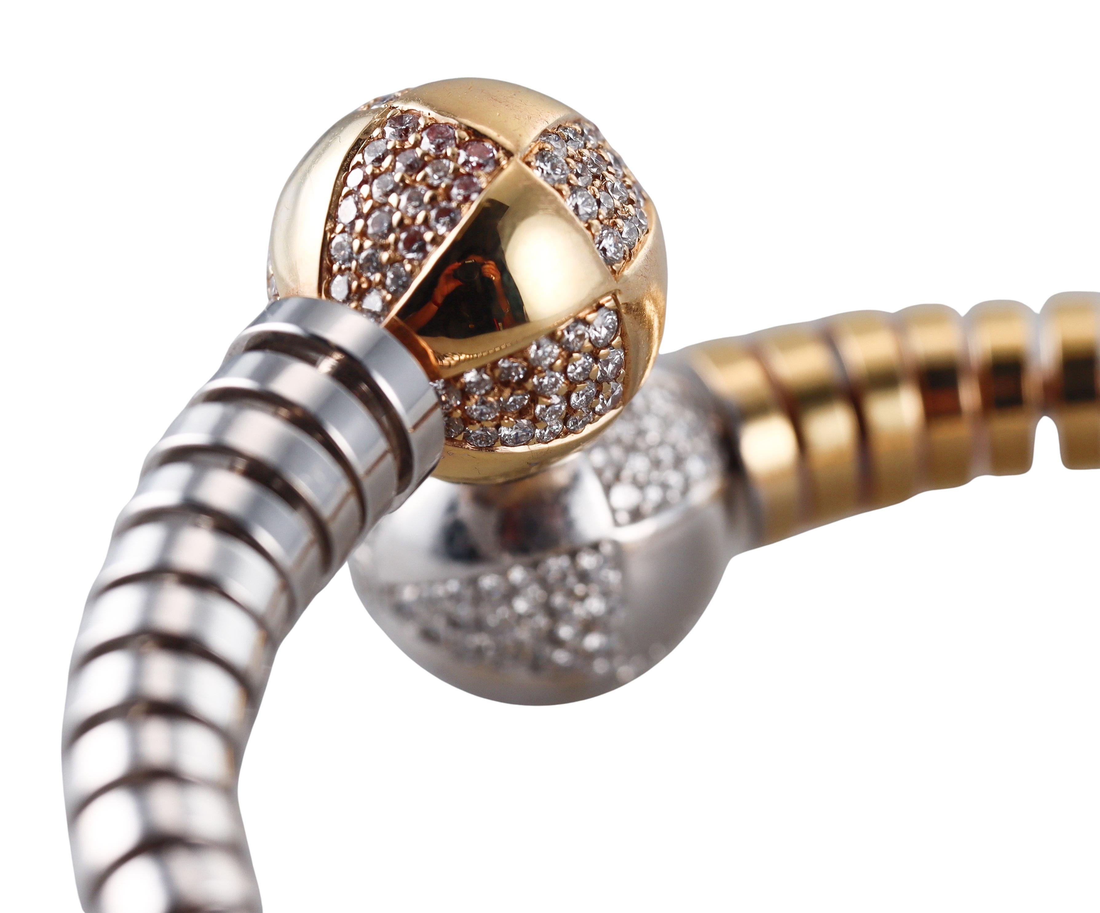Enigma by Gianni Bulgari Bracciale bypass con diamanti in oro bicolore in vendita 2