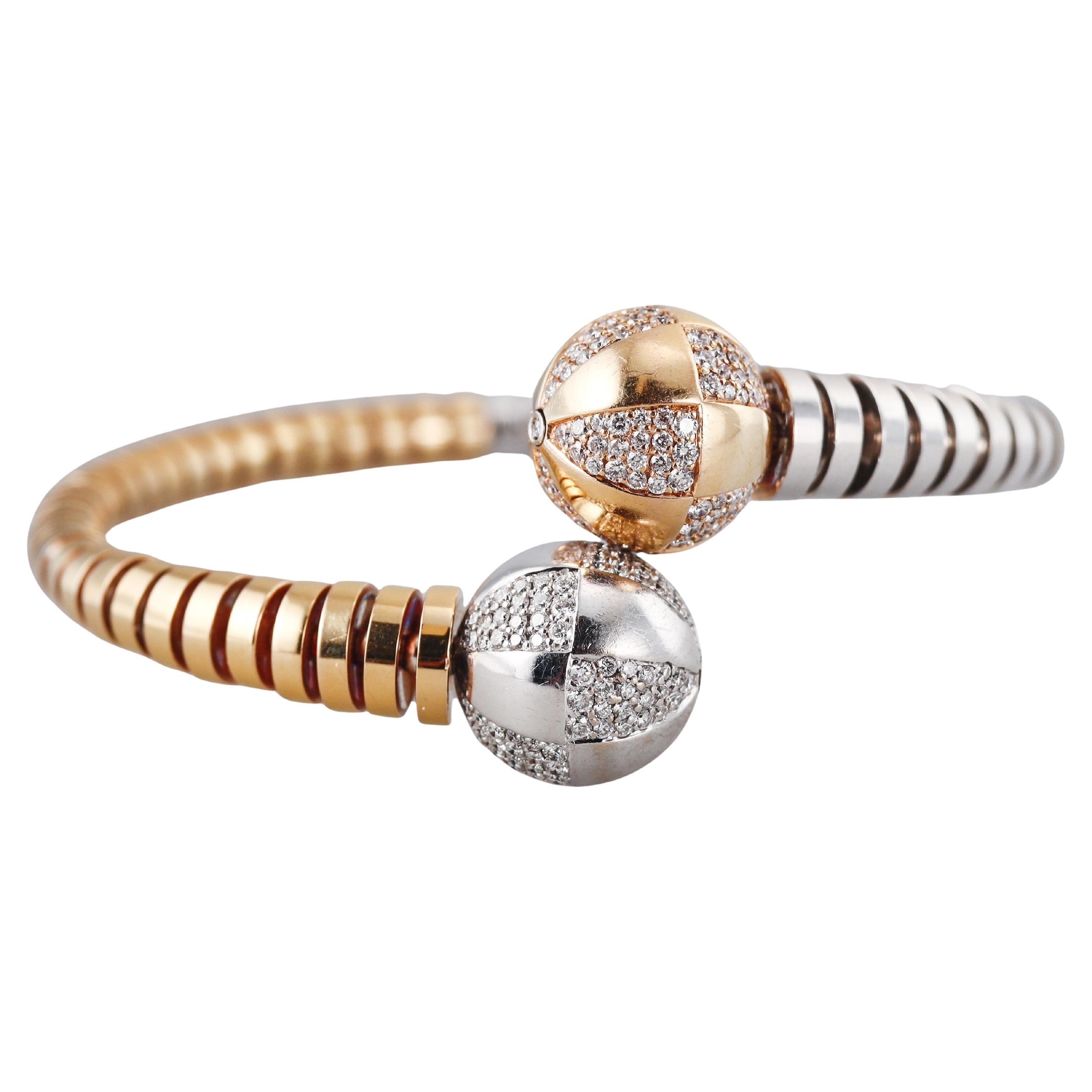Enigma by Gianni Bulgari Two Tone Gold Diamond Bypass Bracelet