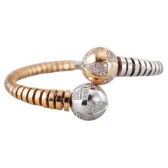 Enigma by Gianni Bulgari Two Tone Gold Diamond Bypass Bracelet