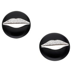 Enigma Jet, White Gold, and Diamond Lips Ear Clips