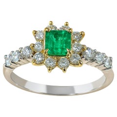 【Énigma】0.45ct Colombian Emerald & 0.7ct Diamond Ring in Platinum and 18K Gold