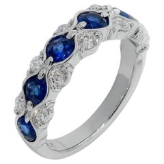 【Énigma】0.65ct Sapphire 
Diamond Wave Band Ring in Platinum