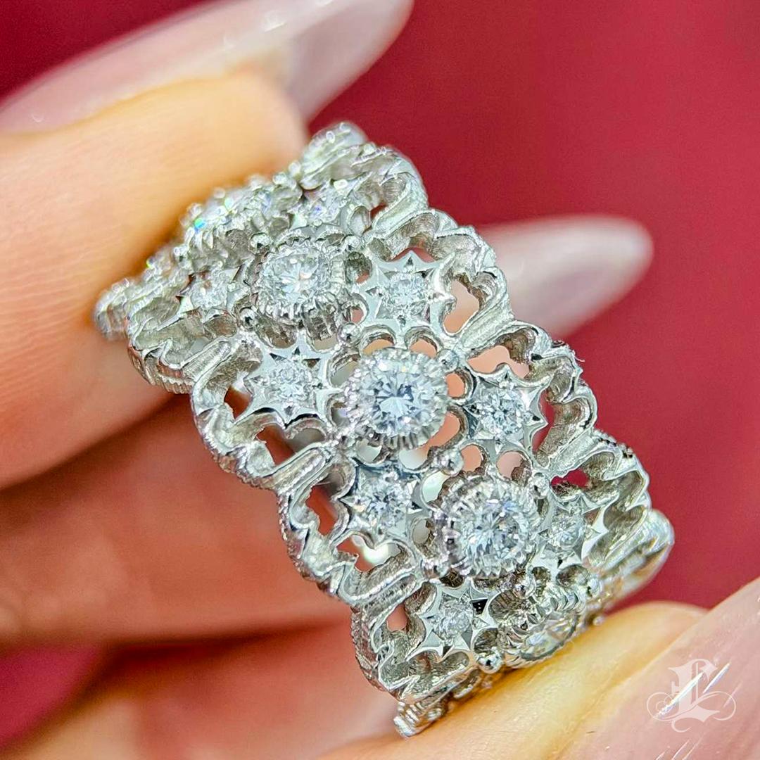 Women's 【Énigma】0.68ct Diamond Lace Pavilion Platinum Ring For Sale