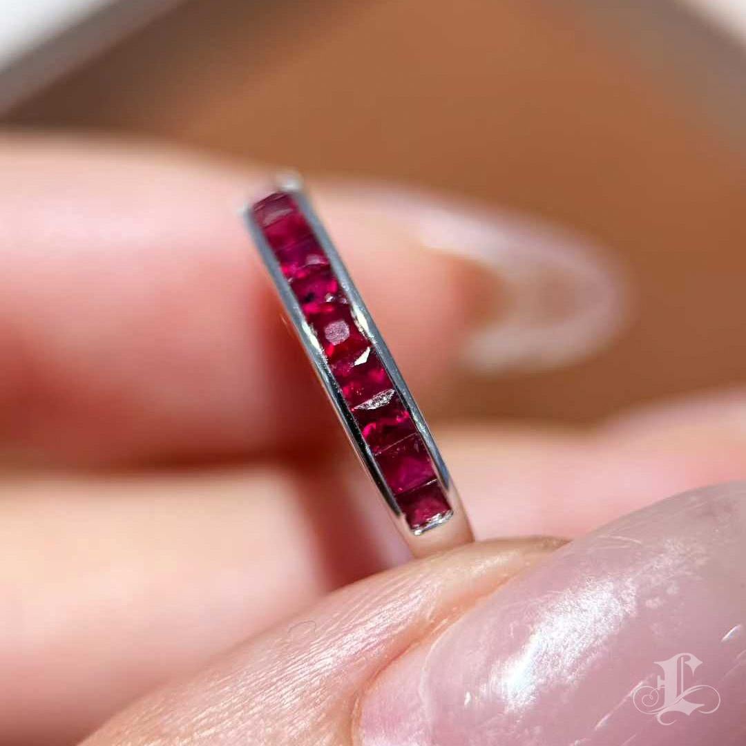 Women's 【Énigma】0.70ct Sleek Ruby Channel Band in Platinum For Sale
