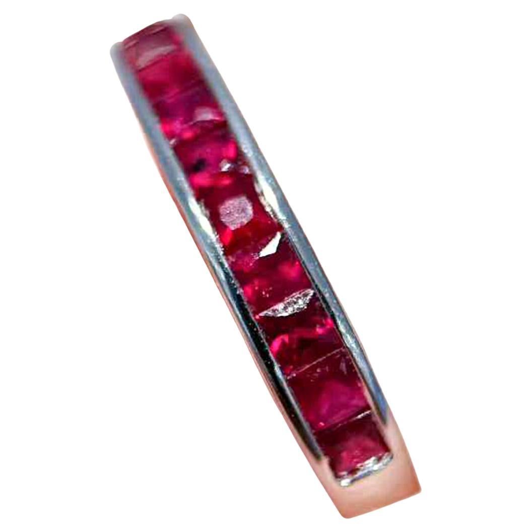 【Énigma】0.70ct Sleek Ruby Channel Band in Platinum For Sale