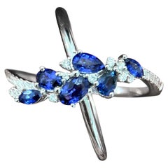 Used 【Énigma】1.19ct Royal Blue Sapphire X-Band Platinum Ring