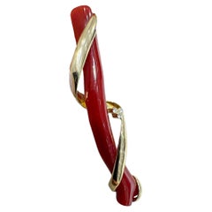 【Énigma】13.38ct Red Aka Coral & Diamond Pendant Necklace in 18k Gold