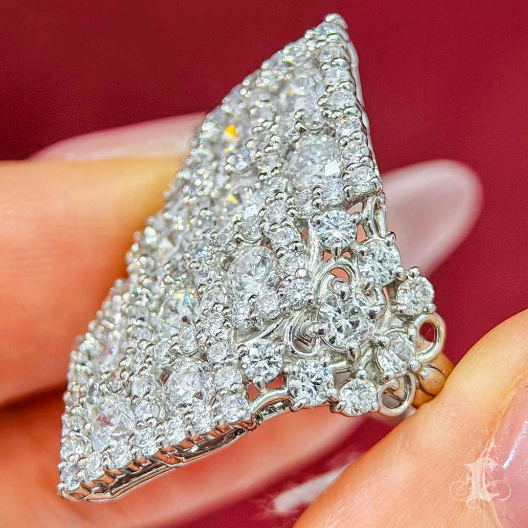 【Énigma】3.0ct Diamond Marquis Pavilion Platinum Ring For Sale 2