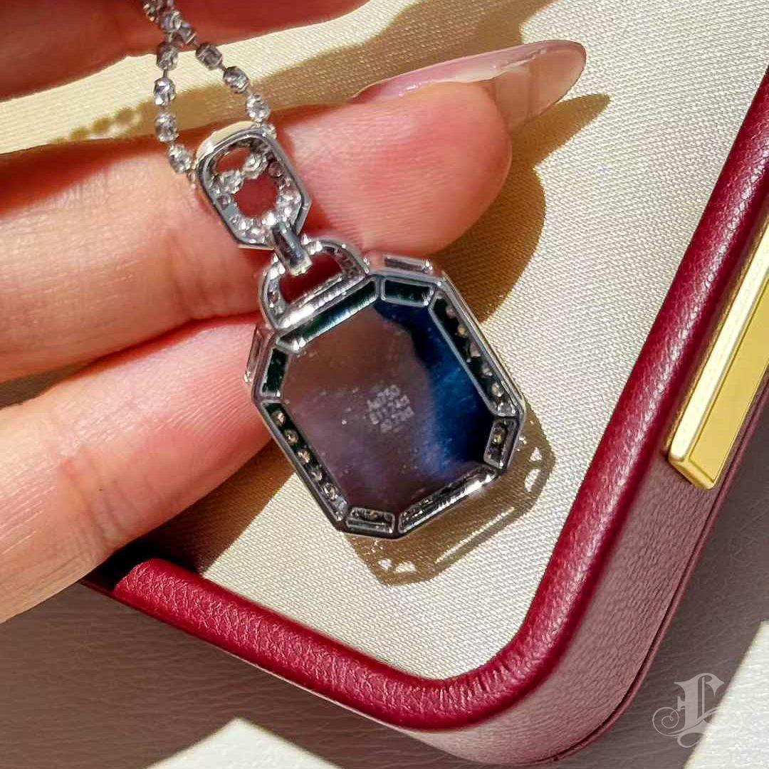 【Énigma】AGL Pendentif en émeraude et diamant vert vif certifié Imperial Verdure en vente 5