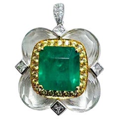 【Énigma】AGL Certificado Verdant Bloom Colgante Floral de Esmeralda de Zambia de 3,52ct