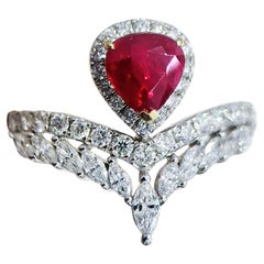【Énigma】AIGS Certified 1.04ct Crimson Bloom Pigeon Blood Ruby Crown Ring