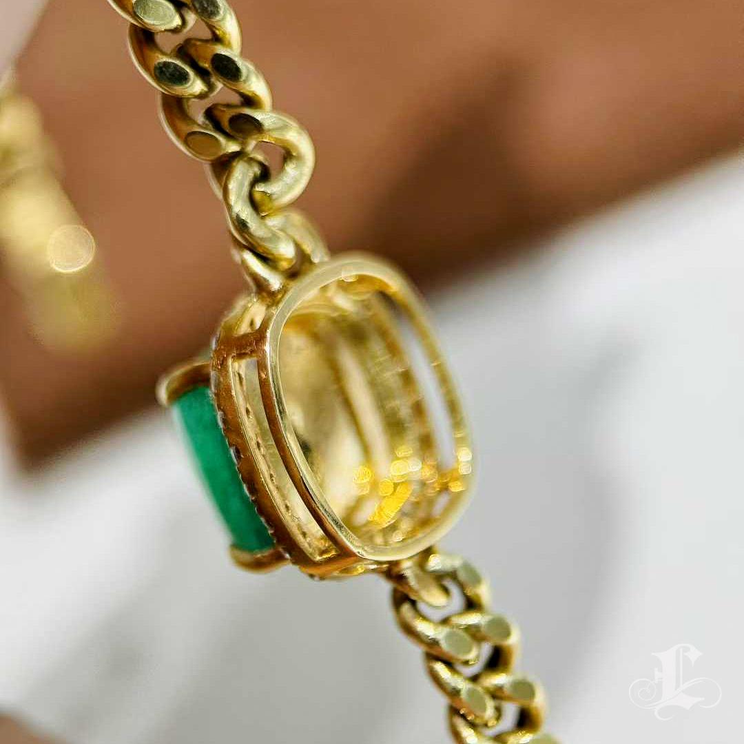 【Énigma】AIGS Certified Emerald Crown 4.7ct Sugar Loaf Emerald Diamond Oro 18K in vendita 5
