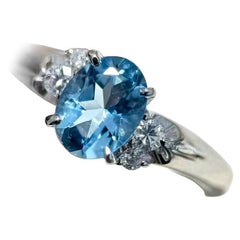 【Énigma】Asymmetric 0.97ct Saint Maria Blue Aquamarine & Diamond Ring in Platinum