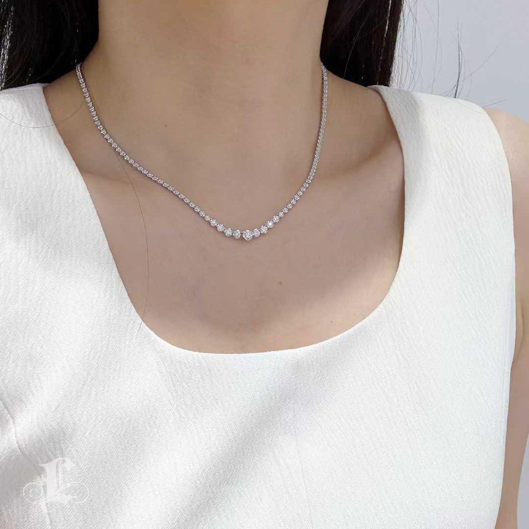 【Énigma】Aurora Diamond Line Halskette - 3ct Platin Klassische Eleganz (Rundschliff) im Angebot