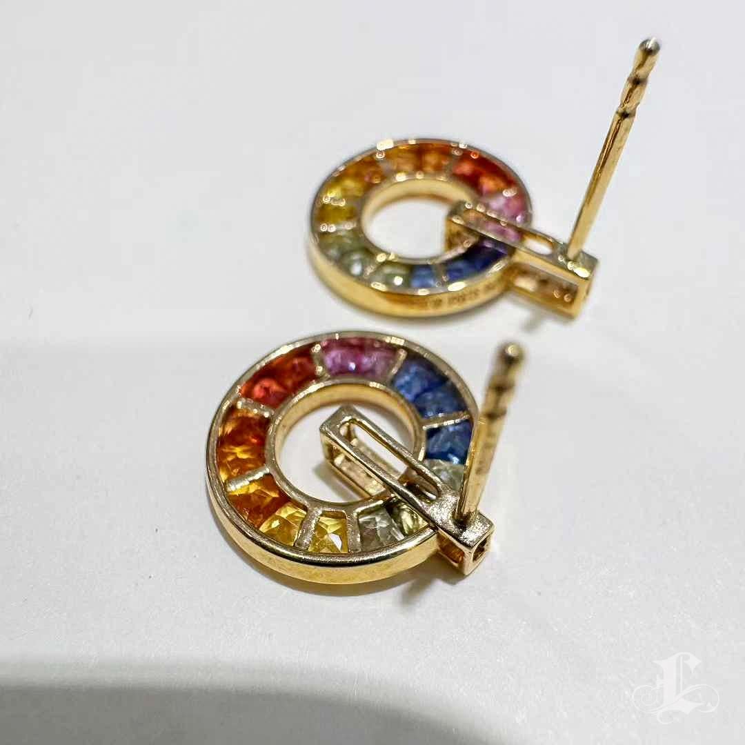 【Énigma】Aurora Spectrum 2.55ct Multicolor Saphir & Diamant Kreis-Ohrringe im Angebot 2