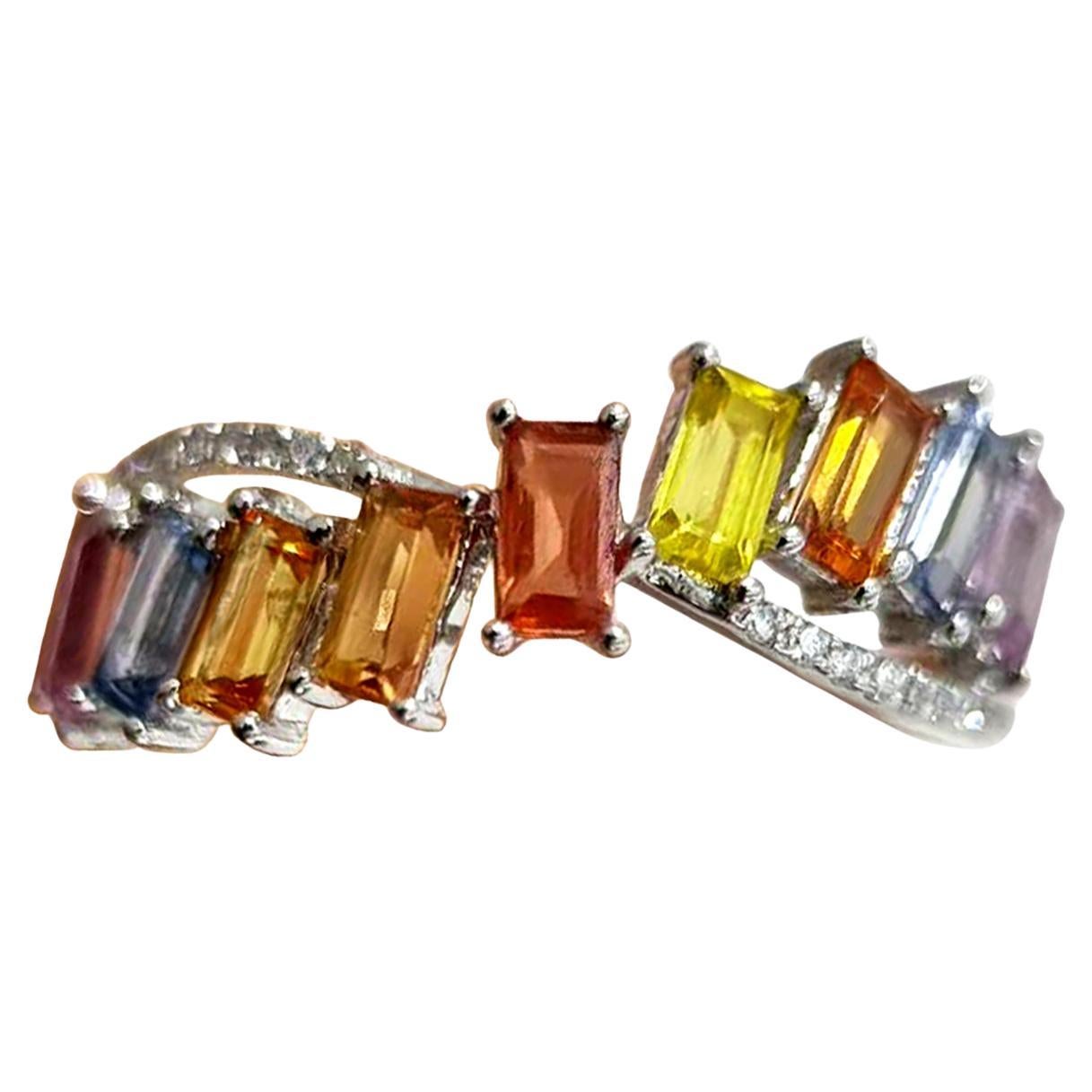 【Énigma】Aurora Wave Seven Sapphire Luck Ring