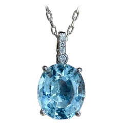 【Énigma】Celeste Glow 2.7ct Deep Blue Aquamarin Diamant Platin Anhänger Halskette