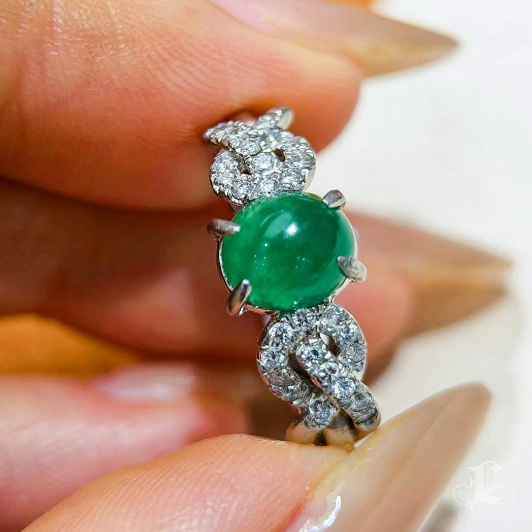 【Énigma】Kolumbianischer Smaragd Diamant Platin Ring Damen im Angebot