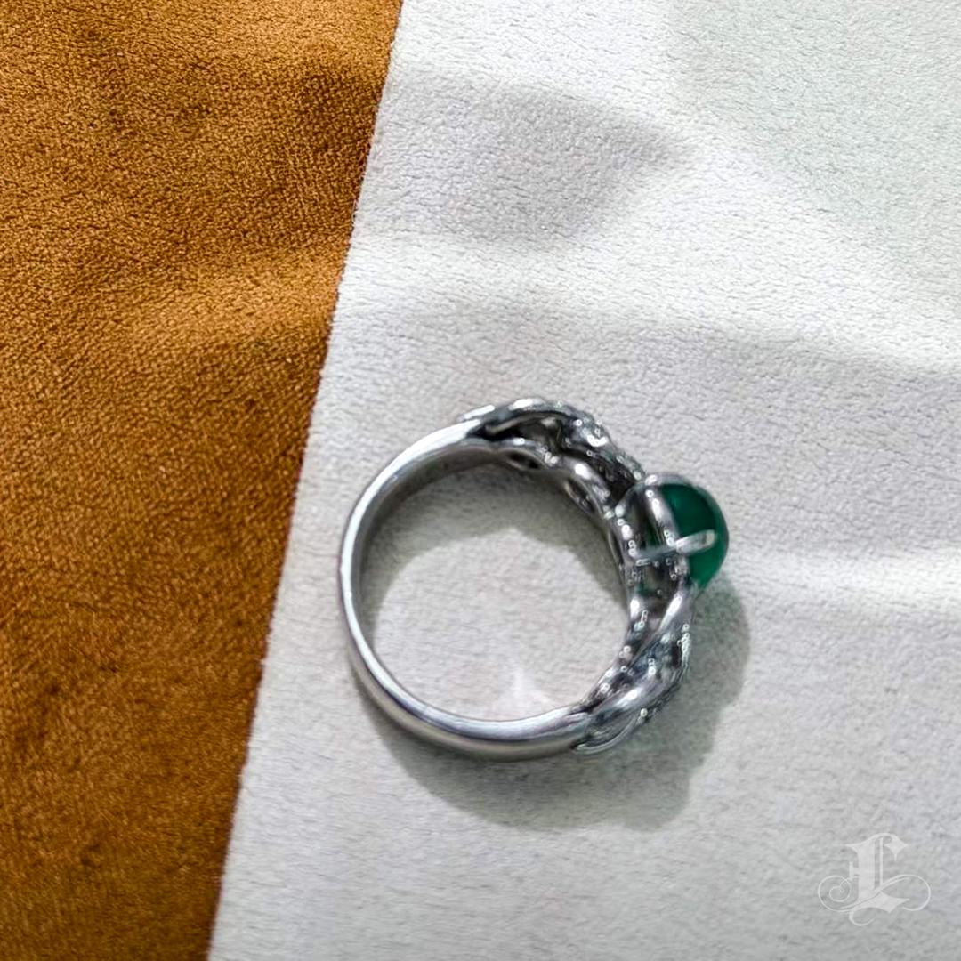 【Énigma】Kolumbianischer Smaragd Diamant Platin Ring im Angebot 3