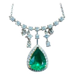 【Énigma】Crown Radiance — 2.7ct GUILD-Certified Emerald & Diamond Drop Necklace