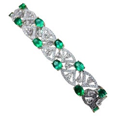 【Énigma】Crown Radiance - Bracelet en dentelle d'émeraudes et de diamants Panjshir